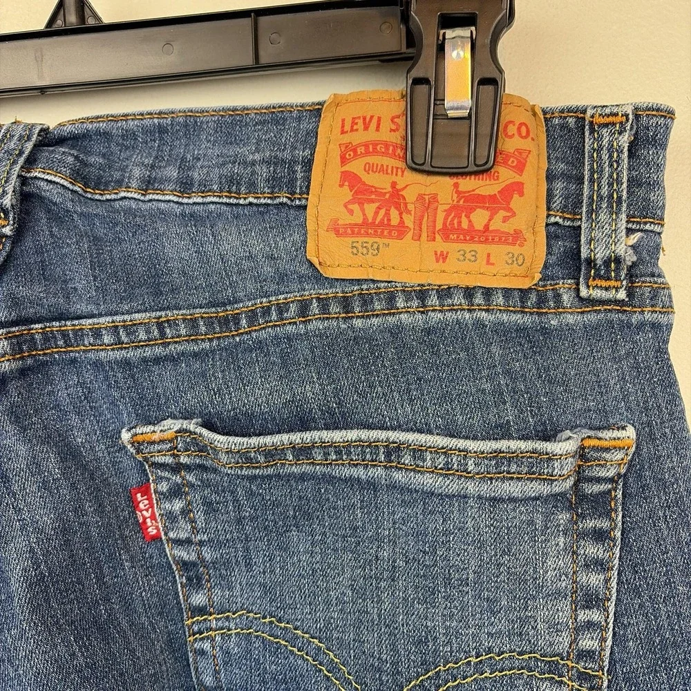 Levis 559 Jeans Mens 33x30 Blue Relaxed Straight Stretch Denim Medium Wash Pants